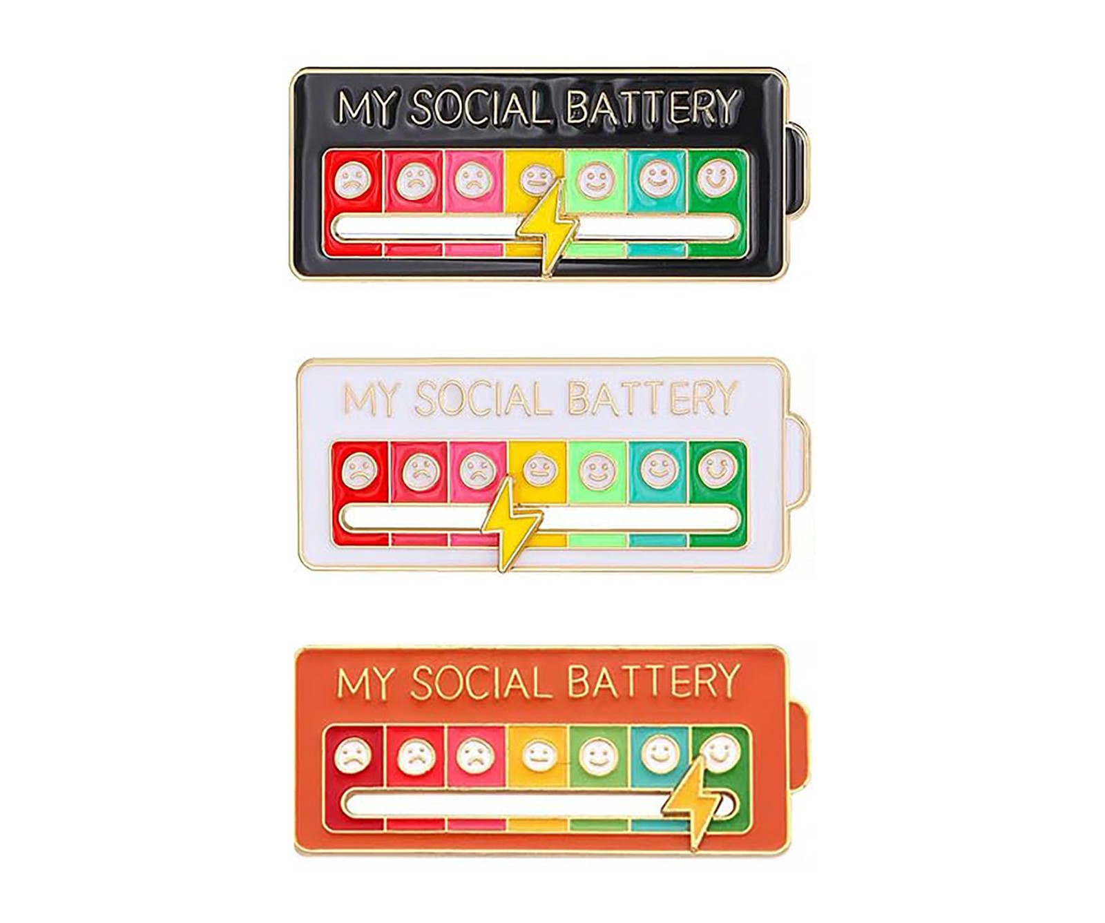 3PCS Social Battery Pin, My Slider Cute 3 Pcs, Rectangle
