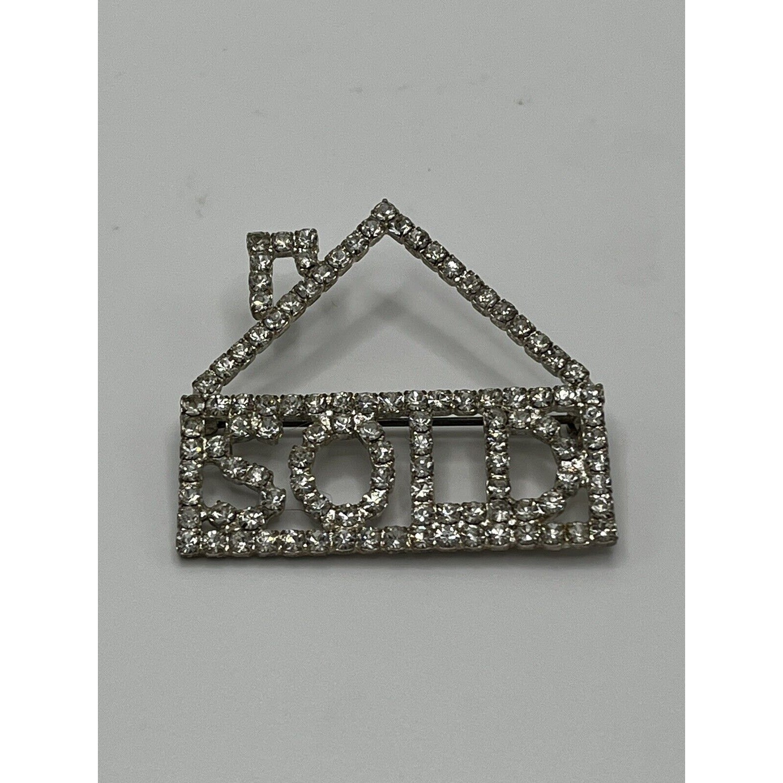 SOLD Realtor House Rhinestone pin-Silvertone-2 by 1 3/4 Inches
