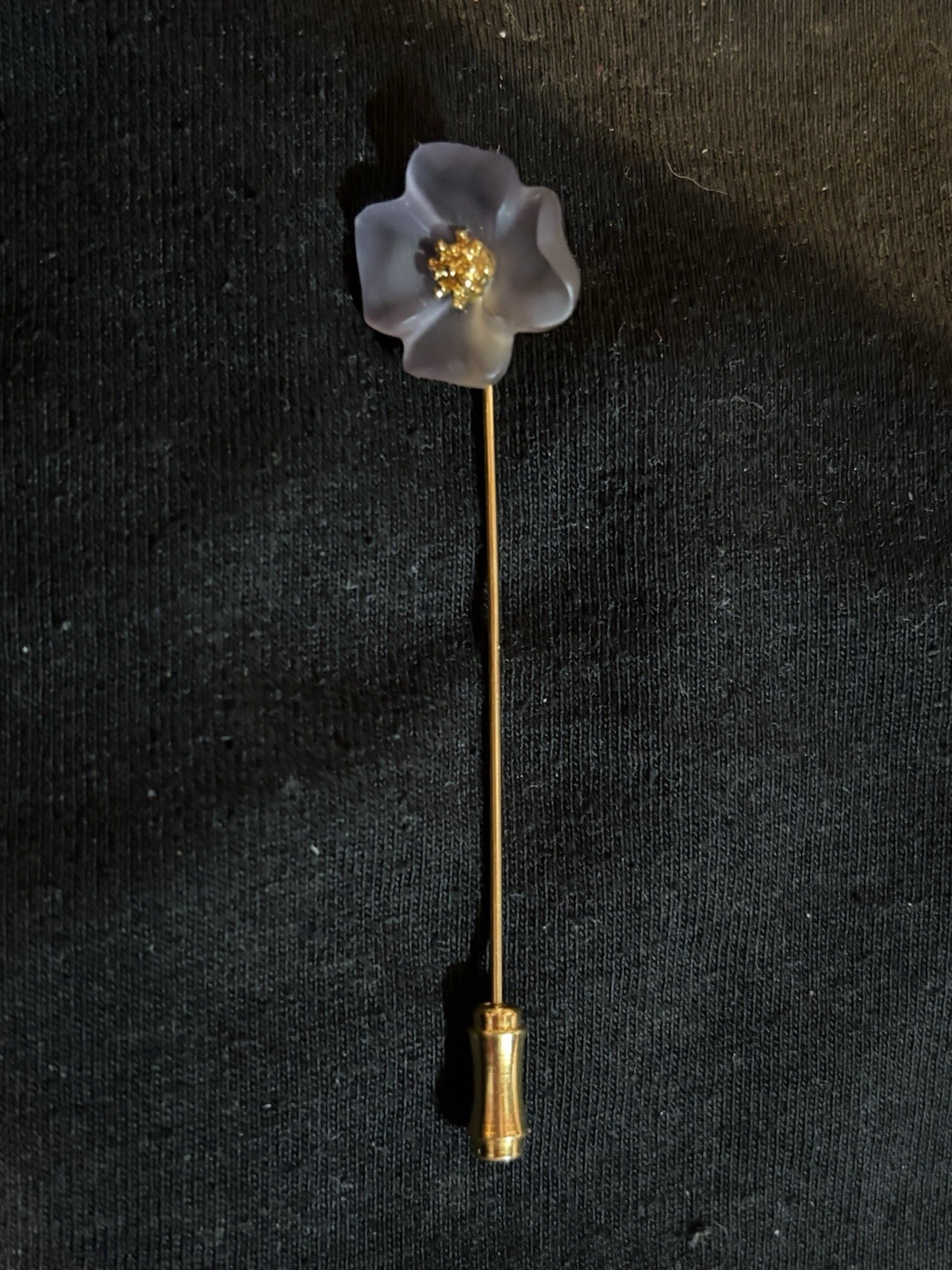 Gold Tone Blue Flower scarf pin