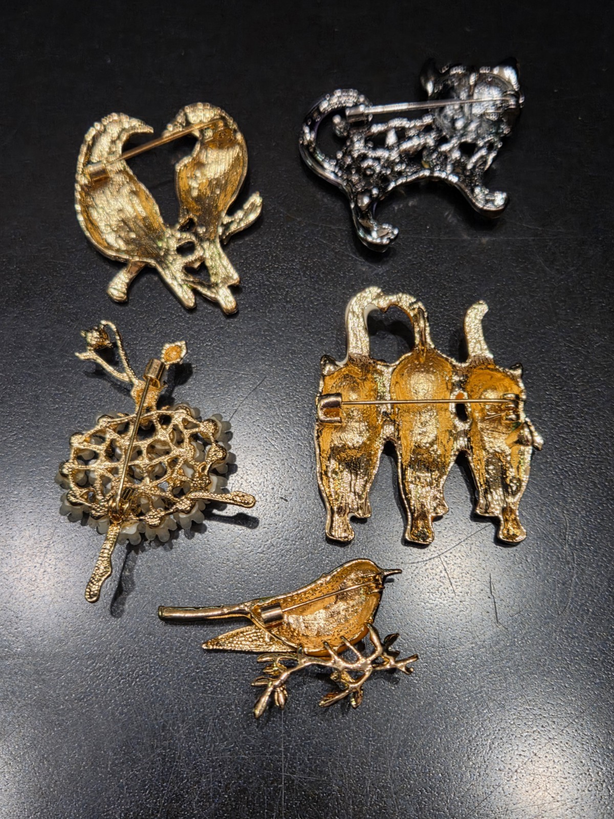 Rhinestone Birds Cats Ballerina Dancer Brooch Pin Jewelry Lot 293-61