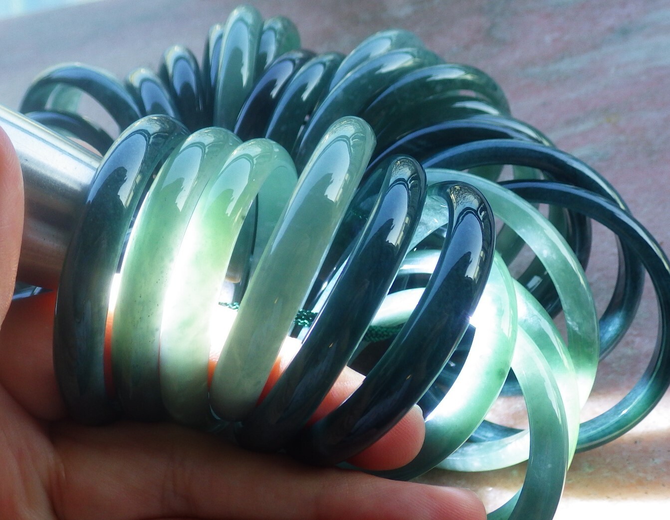 1 piece Green 100% Natural A JADE Jadeite Baby Child Bangle 36-49mm 701416