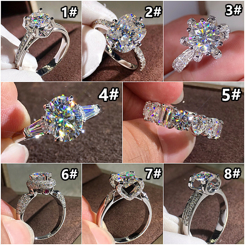 925 Silver Filled Ring Women Cubic Zircon Wedding Engagement Ring Sz 6-10