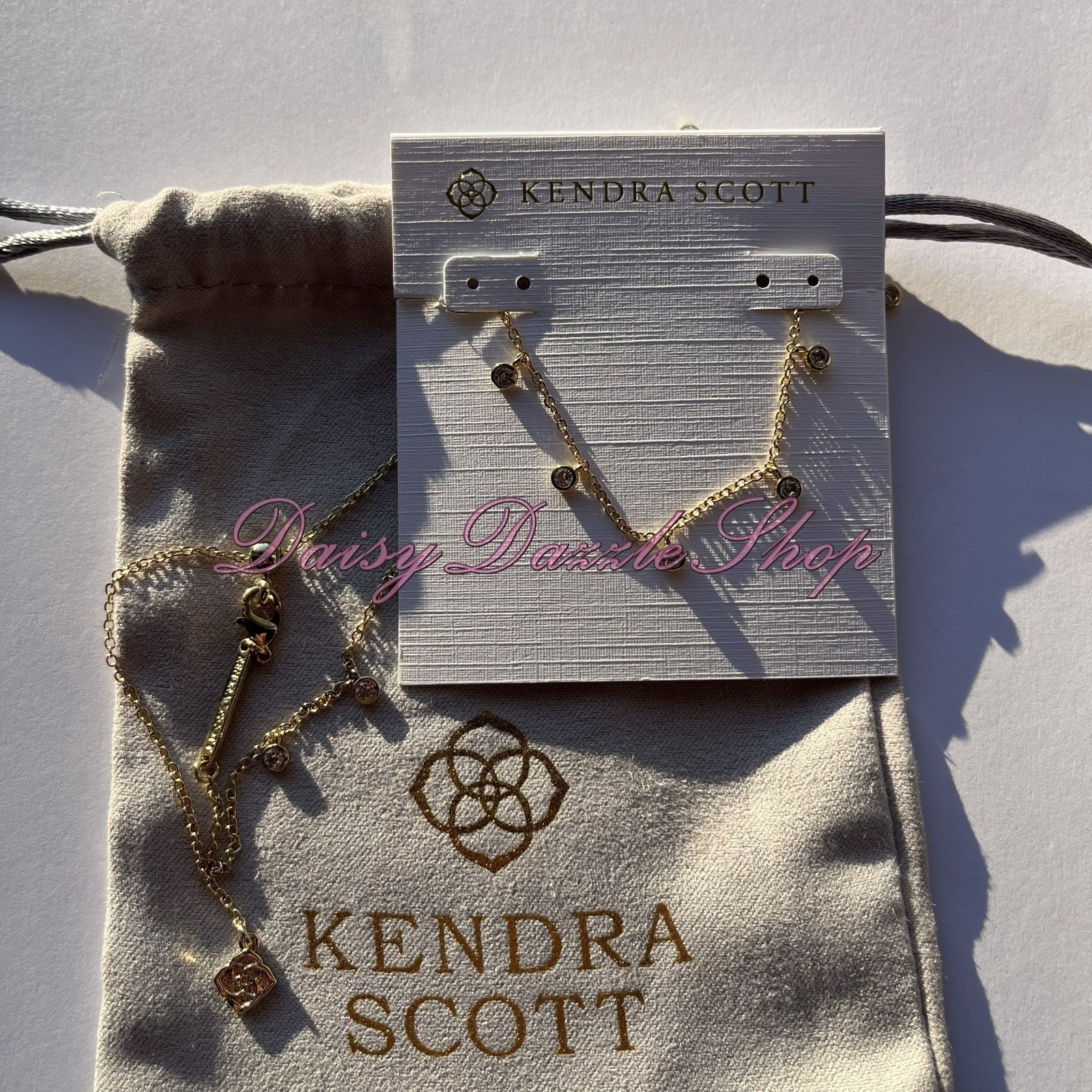 ✨Kendra Scott Amelia Crystal Chain Necklace Gold Multi Mix New $65 Pouch