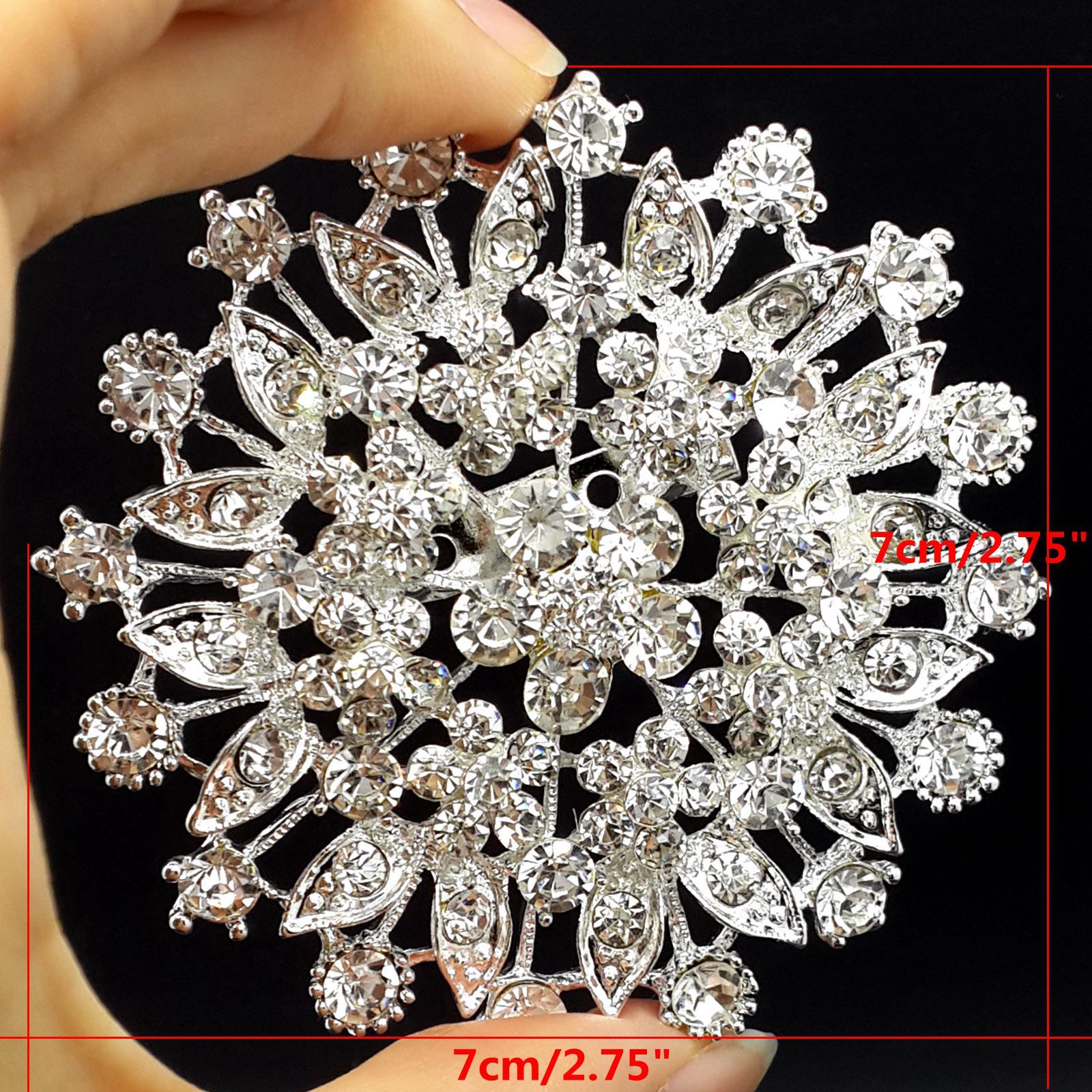 Lot32 Bulk Alloy Silver Rhinestone Crystal Flower Brooches Pins DIY Bouquet