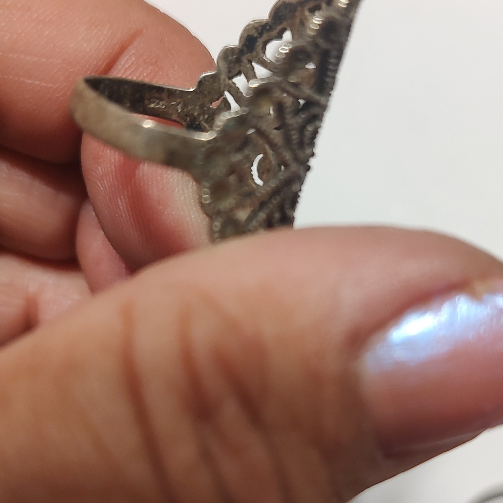 Silver 925 Filigree Openwork Statement Ring, Size 7.5, Art Theme, Metal