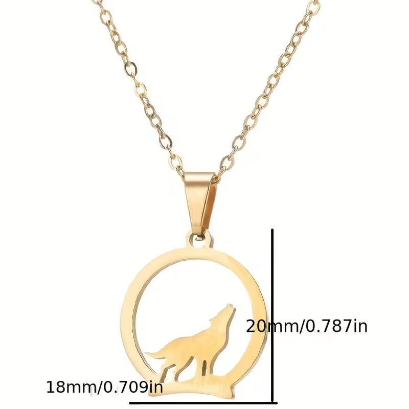 Geometric Circular Wolf Personality Trend Stainless Steel Men’s Necklace