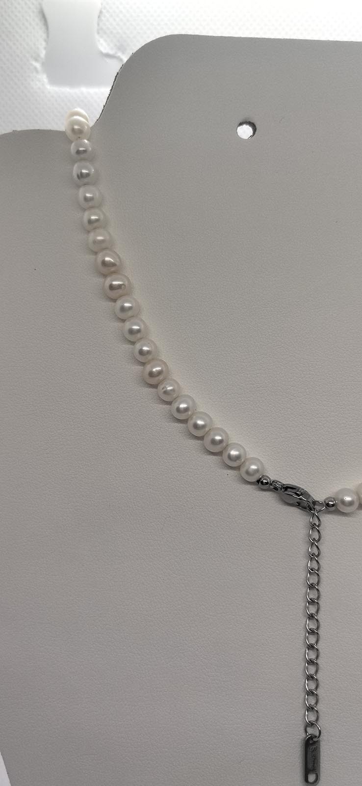 5-6mm Natural Near Round Pearl Necklace Freshwater White Pearl Jewelry Gift