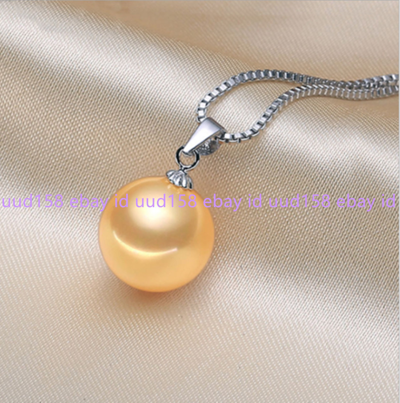 Tahitian SHELL Pearl 8/10/12/14/16mm pendant 925 Silver 18″ Necklace gift