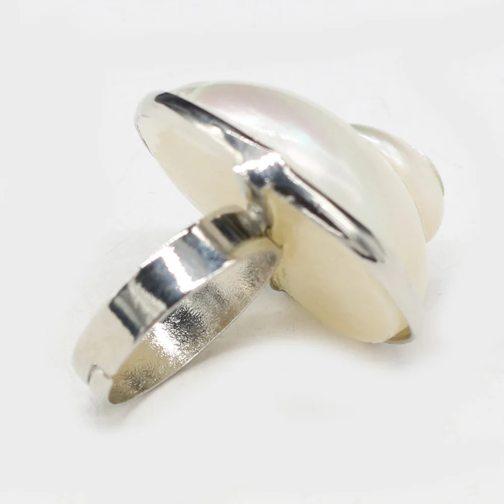Natural Stone Shell Ring Adjustable Snail Shaped Gossip Unisex For Love Romantic