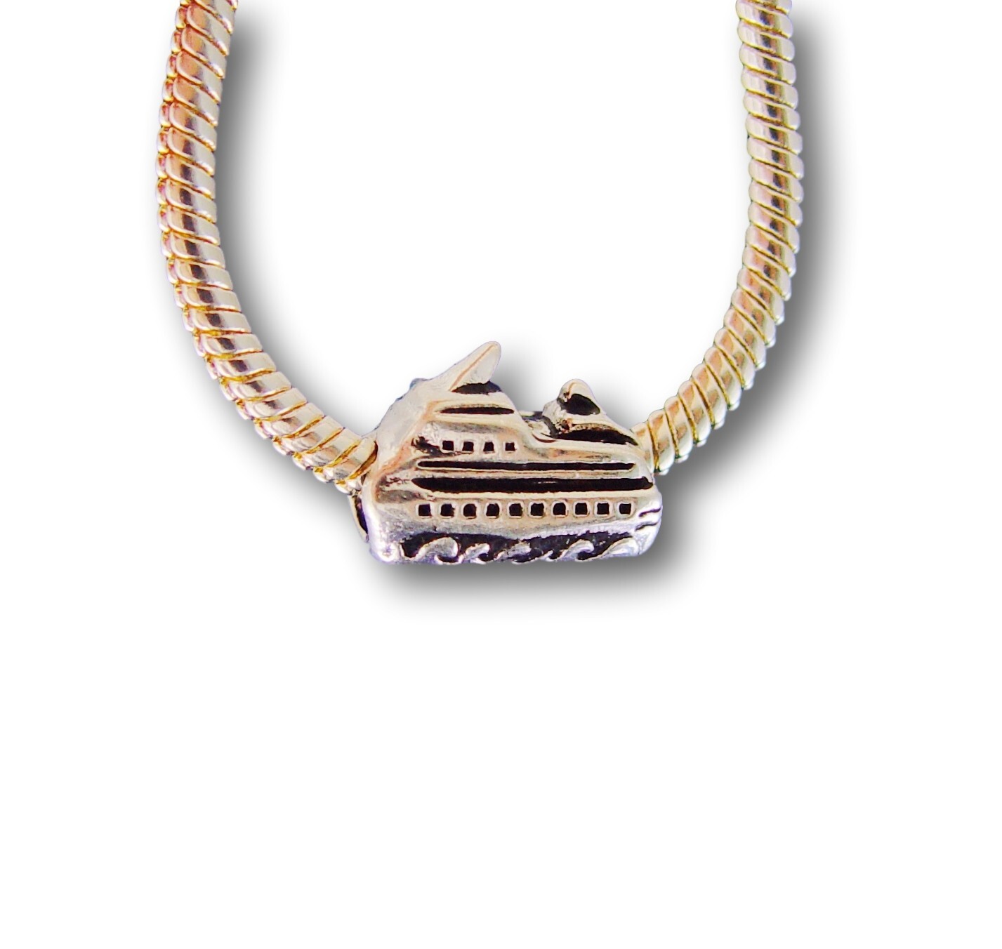 Cruise Ship Boat Cruising Vacation Ocean Beach Travel Silver European Charm Bead