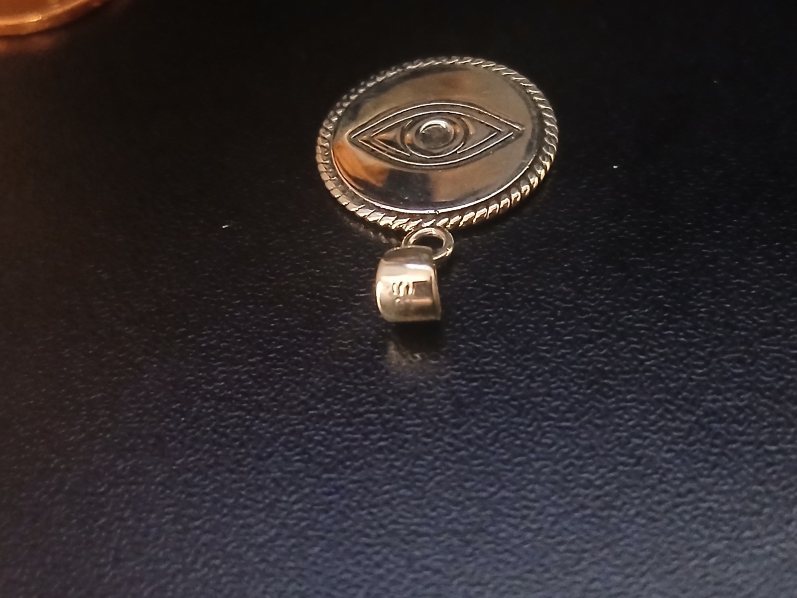 Sterling Silver 925 Round Evil Eye Charm Pendant. Amulet/Protection.