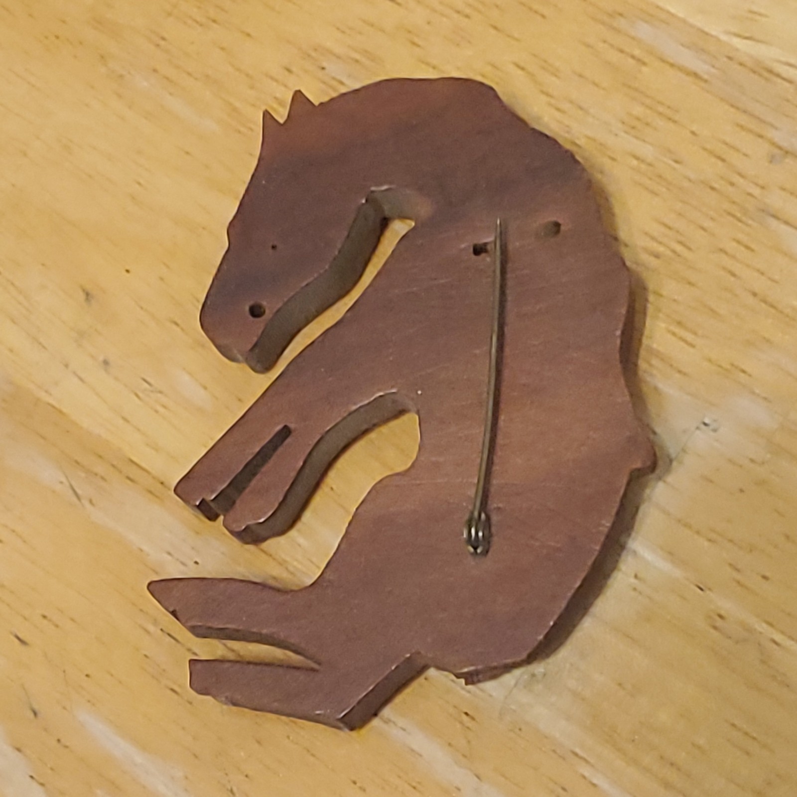 Brown Wooden Horse Shape Brooch Pin, Animals & Insects Theme Jewelry Accessory