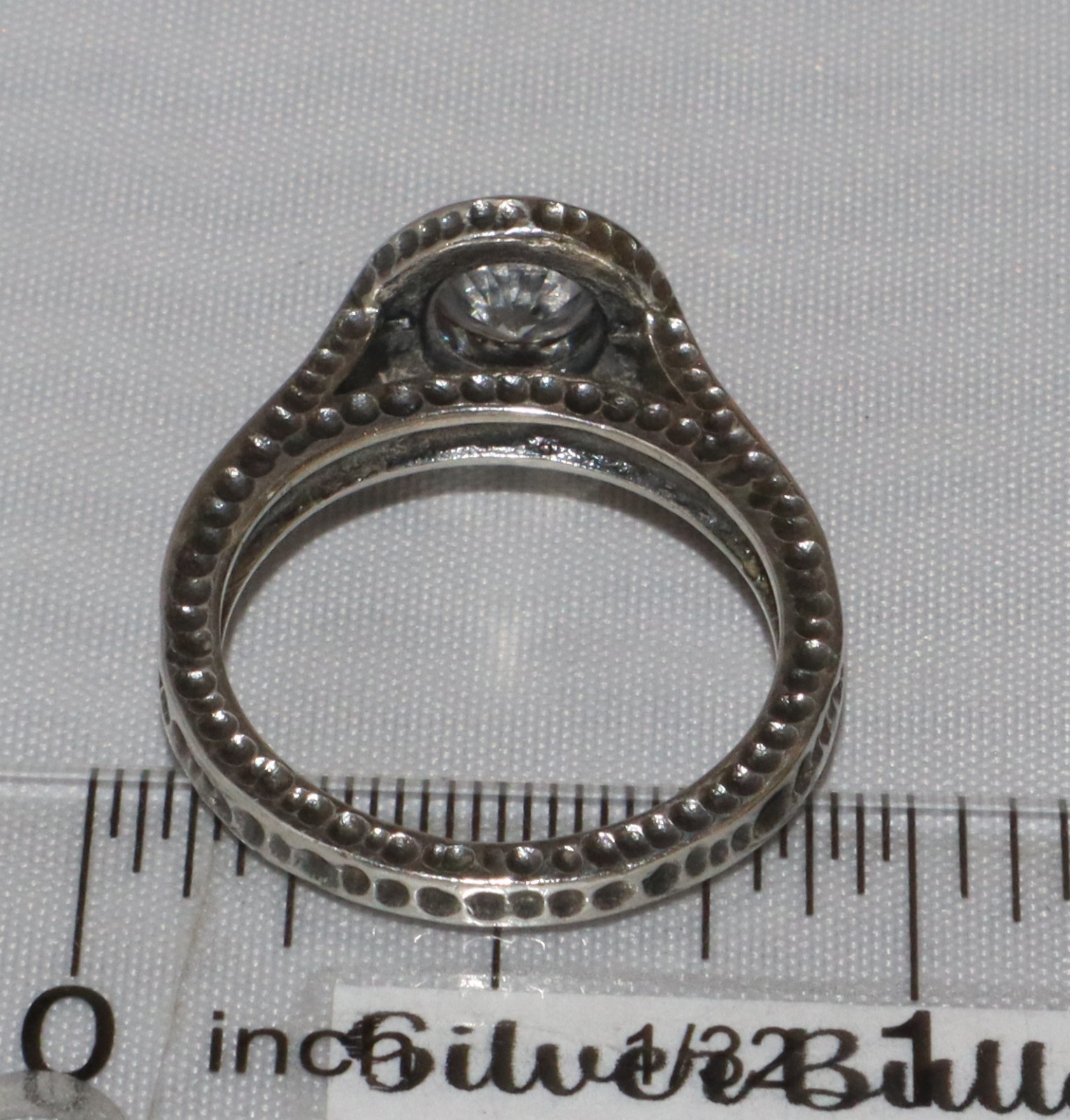 Silpada Sterling Silver Hammered Oxidized CZ “Perfect Bliss” Ring R2076 Size 7