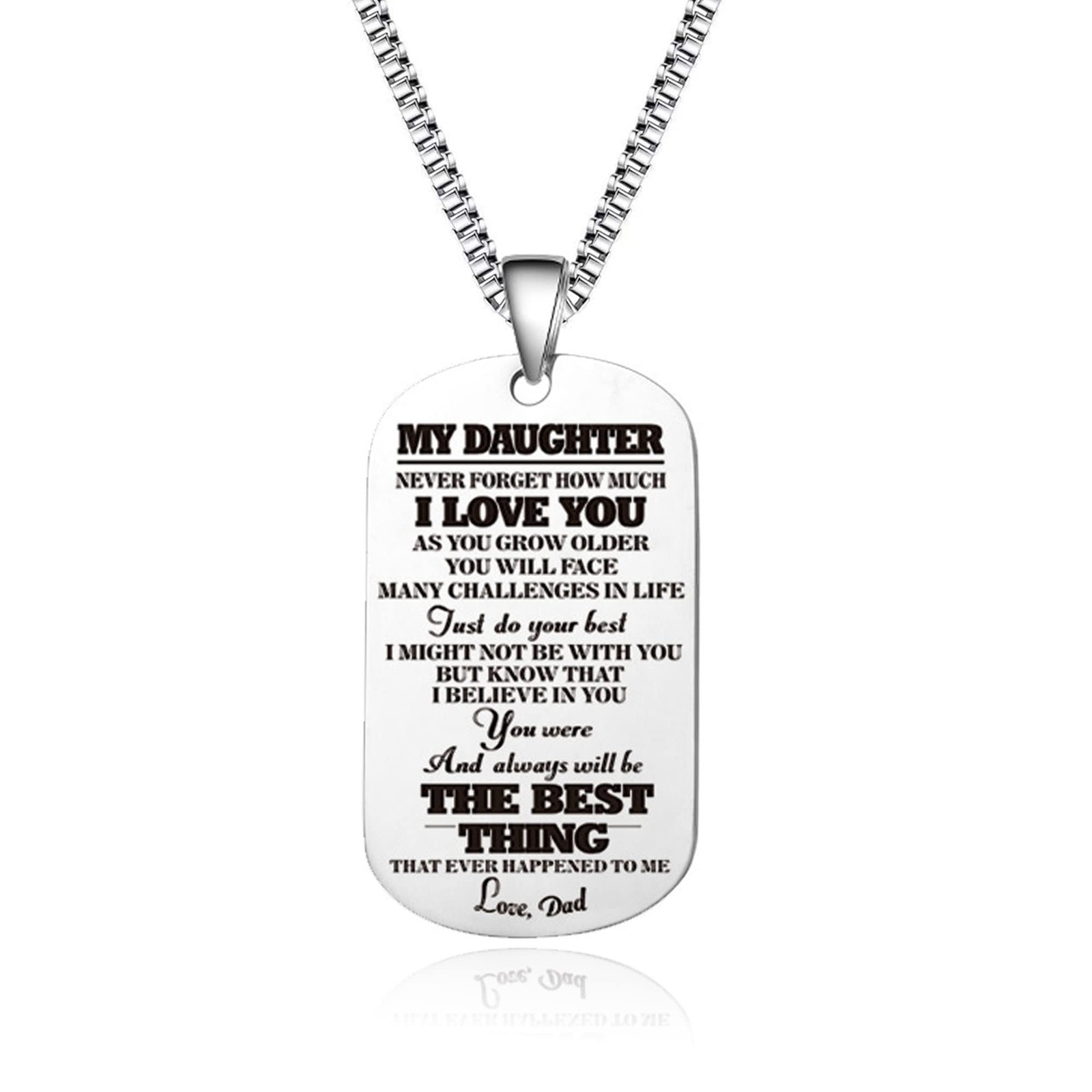 Daughter Necklace from Dad to Daughter Birthday Graduation Gift Jewelry Never
