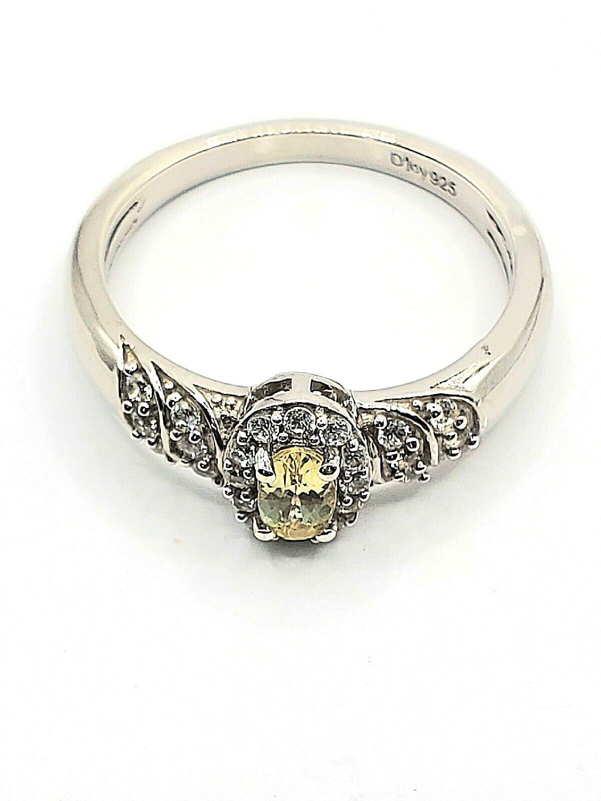 Genuine Heated Golden Apatite, Zircon Ring Rhodium Plated Sterling Silver Size 7