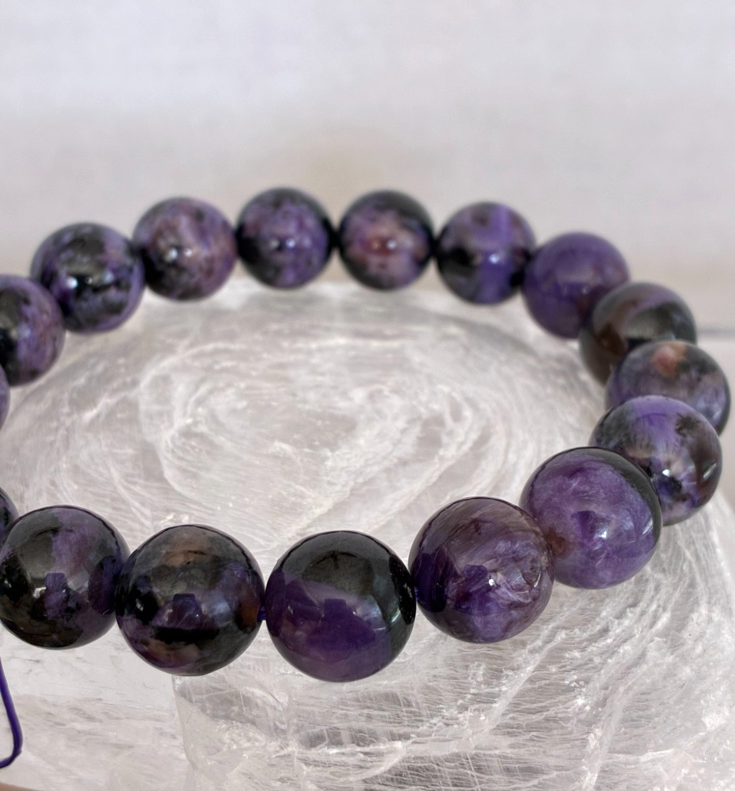 Charoite Crystal Beaded Stretch Bracelet: Connection, Healing, Guidance 05