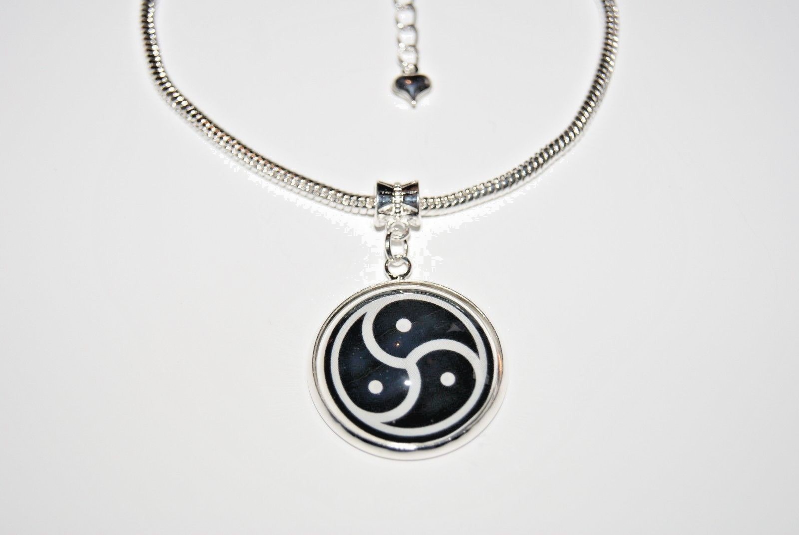 Bondage Emblem Dome Charm Euro Anklet Ankle Chain Jewellery Dominant Sub Blk