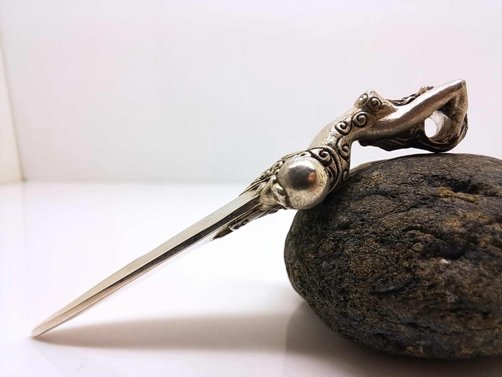 925 Sterling Silver Dagger Pendant – Gothic Fantasy Sword Female Figure Pendant
