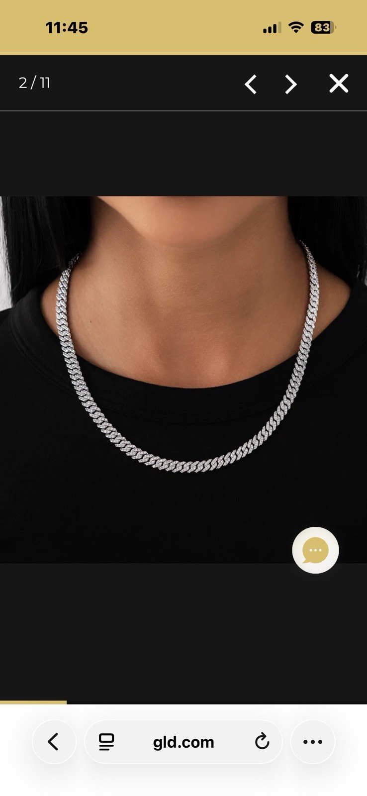 GLD Micro Diamond Prong Cuban Necklace Gold-14k White Gold Plated- 18” White