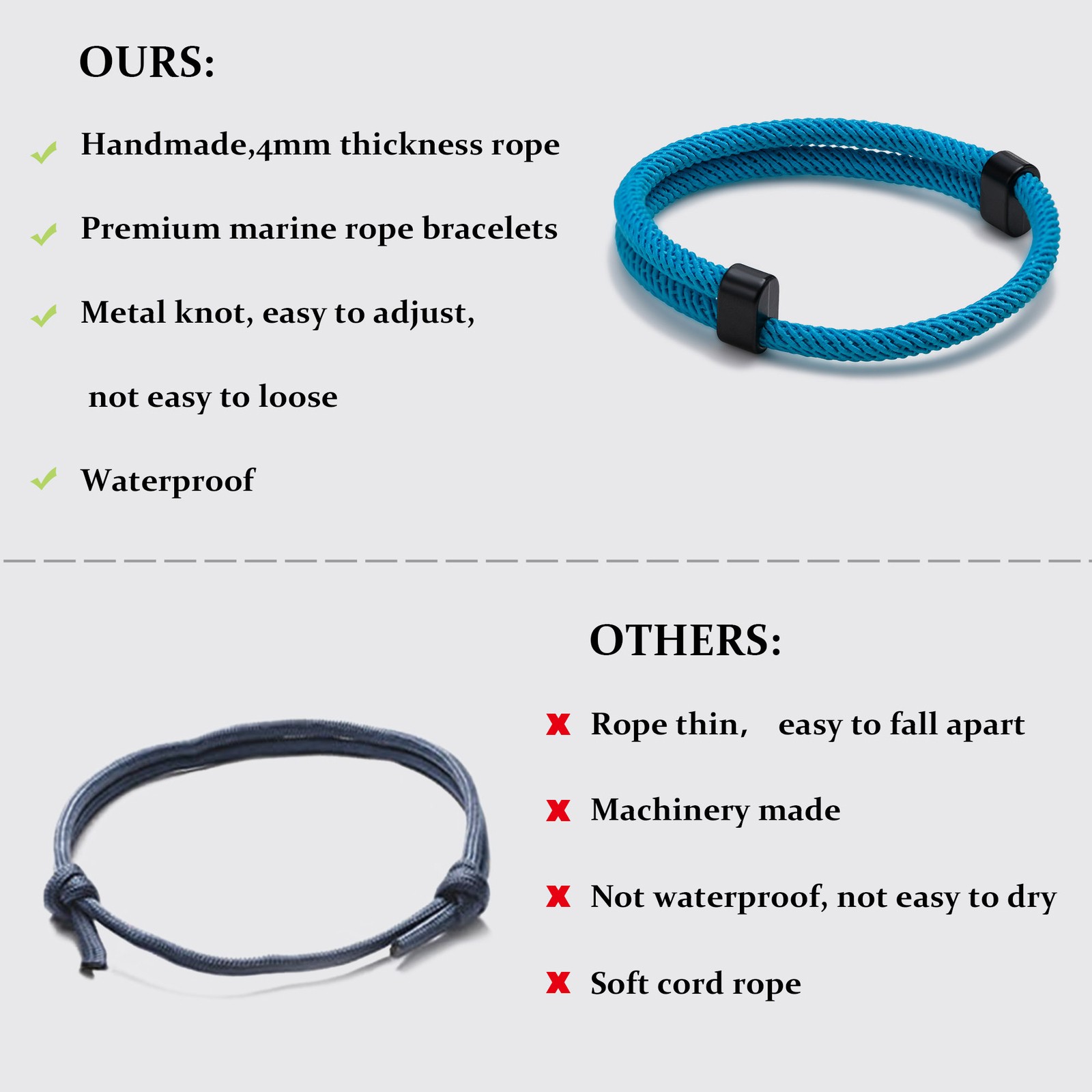 Nautical Braided Rope Cord Set – 6 Pcs Adjustable Navy Marine String Bracelet