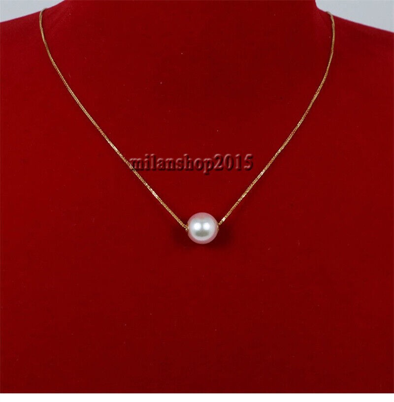 10-9mm Stunning 18″ AAA+ South Sea Natural White Pearl Necklace 14k