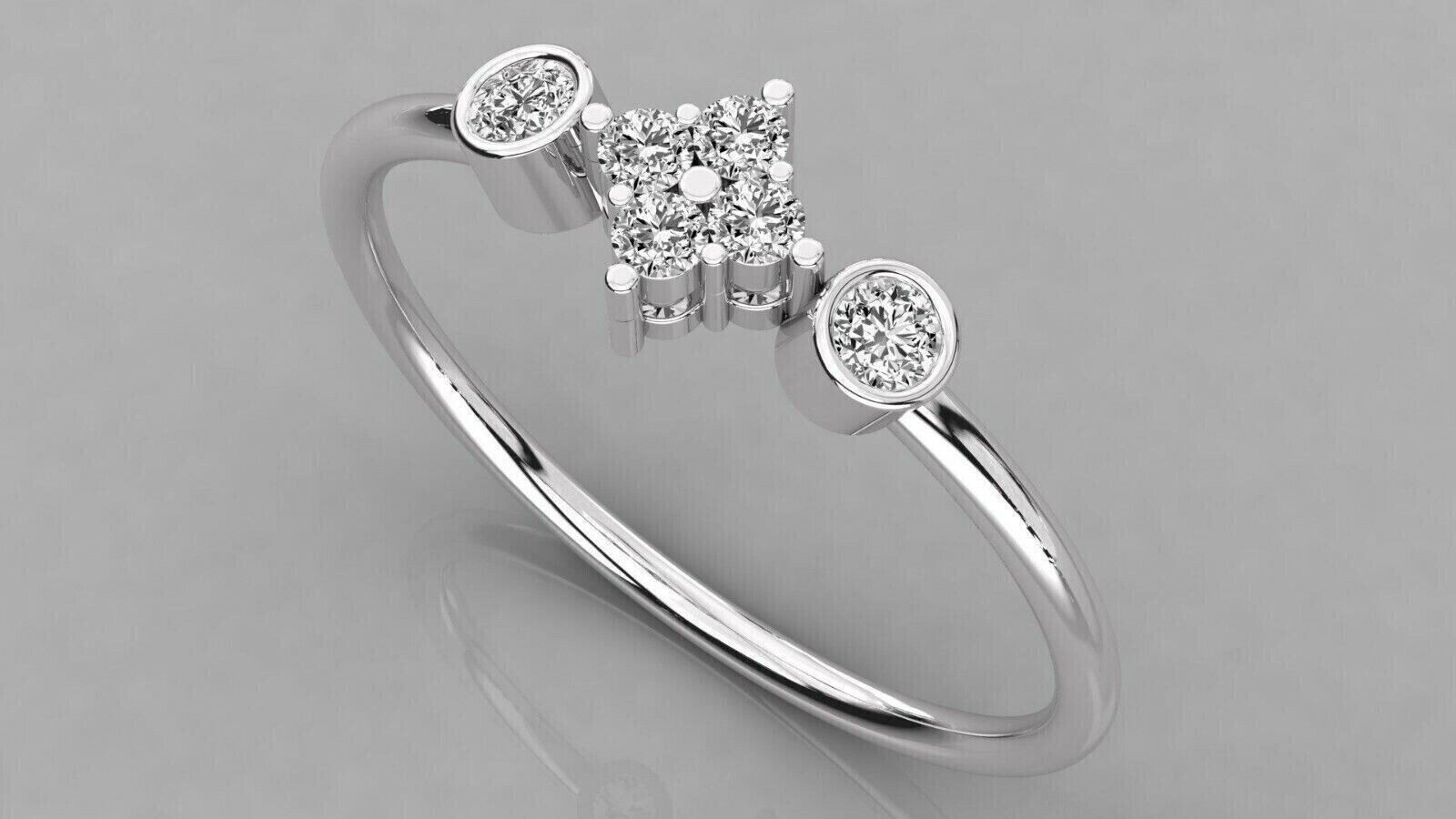 925 Sterling Silver Round Cut Simulated Diamond Band Ring 14K White Gold Plated