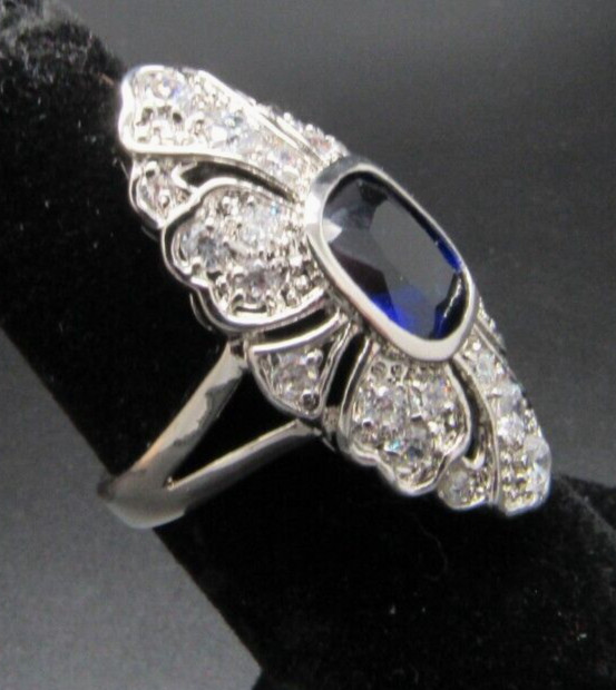 Nolan Miller MONTANA BLUE FACETED CRYSTAL Elongated Ring Size 5 $89