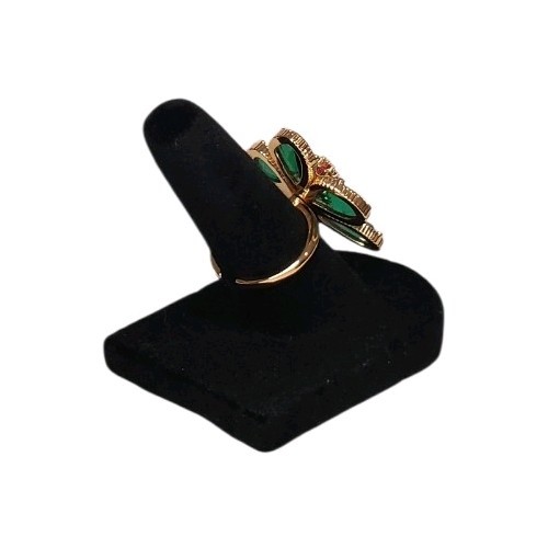 Estate Gold-Tone Green Coated Glass & Pink Spinel Flower Ring Size 6 (Approx.)