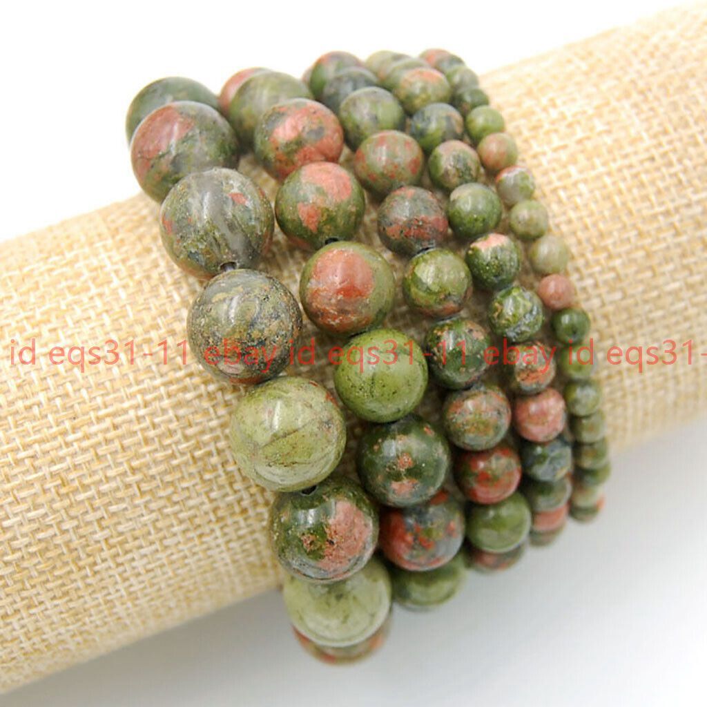 4/6/8/10/12mm Natural MultiColor Round Gemstone Beads Stretch Bracelet 7.5”