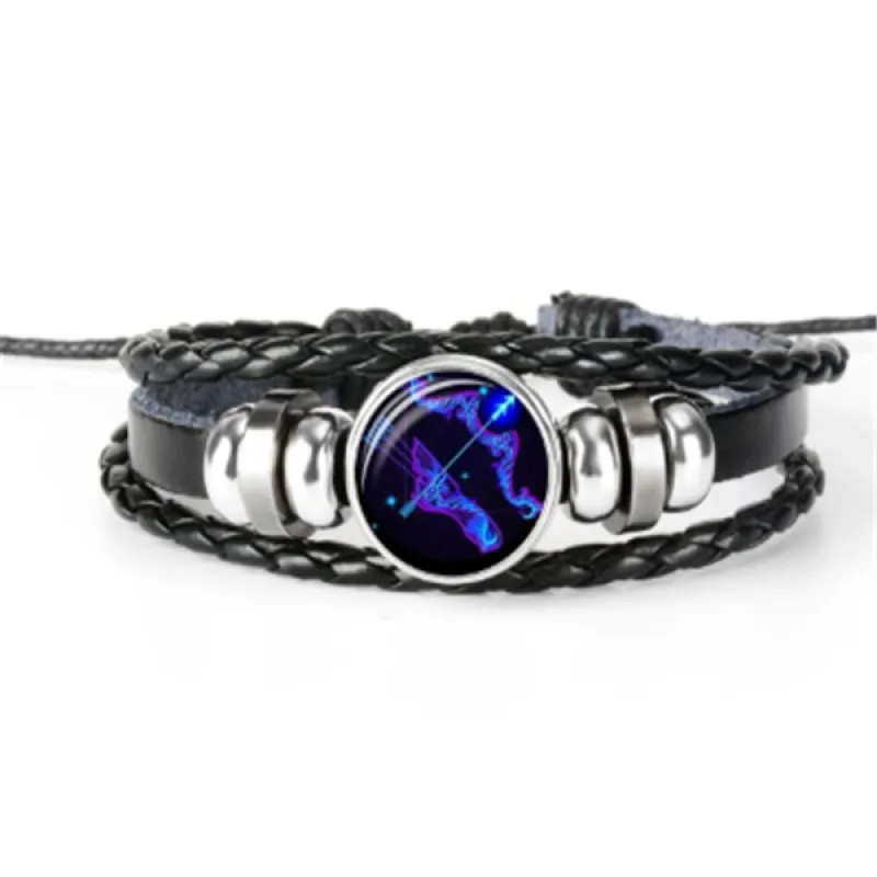 12 Zodiac Constellation Bracelet Luminous Braided Adjustable Men Women Kids