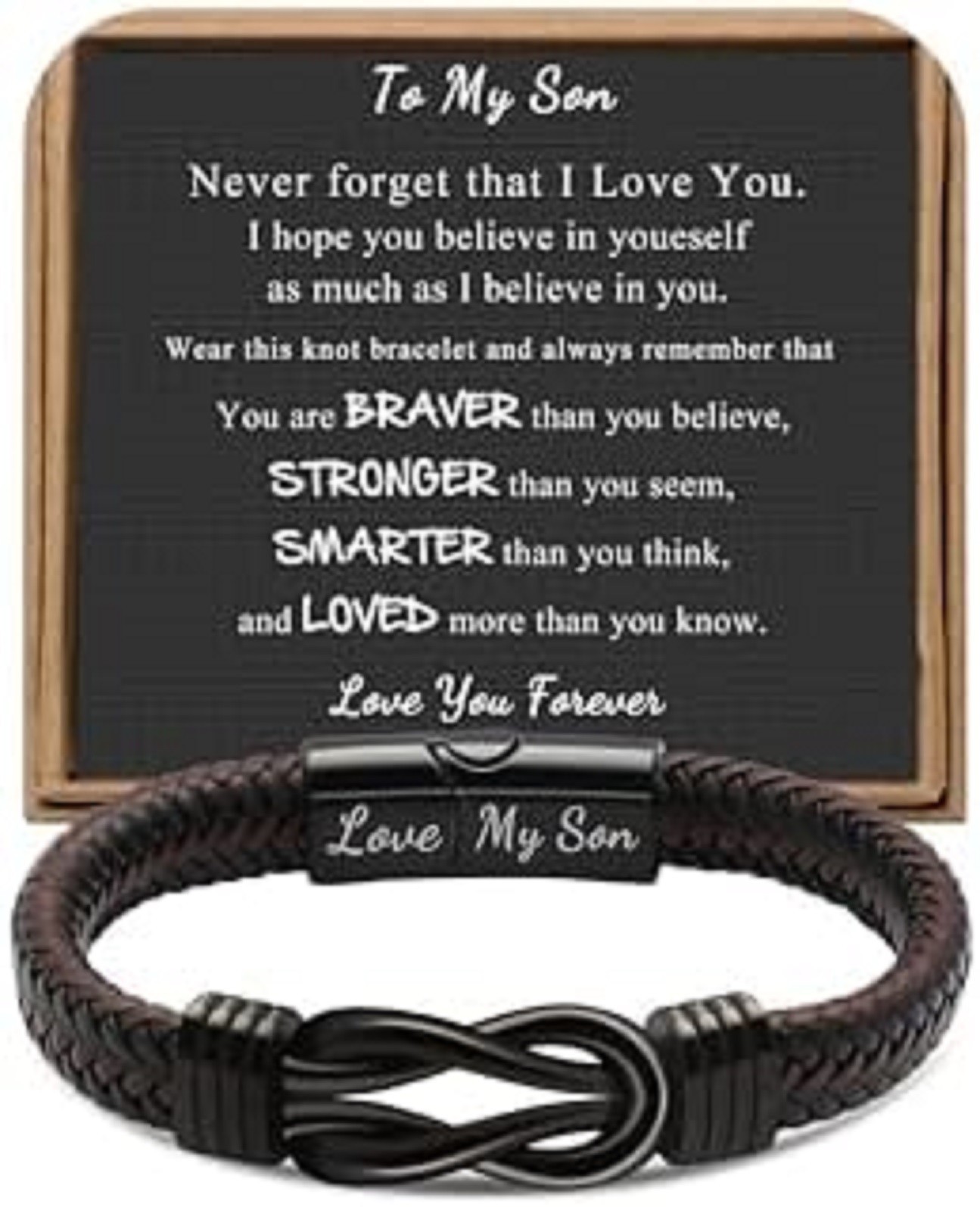 To My Son Bracelet from Dad Gifts for Son Men Leather Bracelets for Teen Gift..