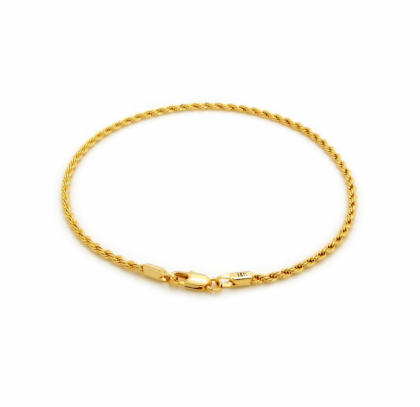 3mm Twisted ROPE CHAIN QUALITY ANKLET BRACELET 14K ITALY GOLD PLATED
