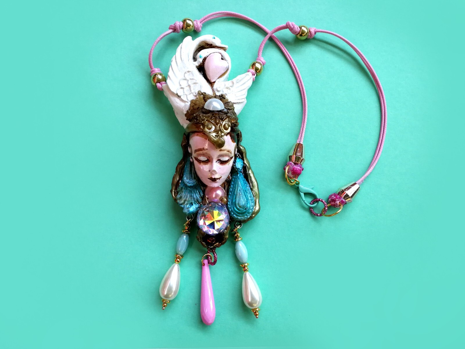 Luxury Necklace Magic Pendant Jewelry Beauty Sleeping Art Deco Swan Belle Epoque