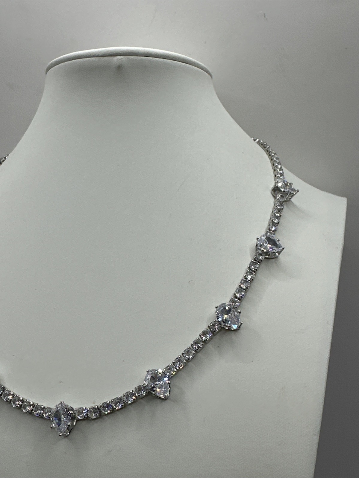 Nordstrom Large oval shape Cubic Zirconia Collar Necklace 16-19” Bride Wedding