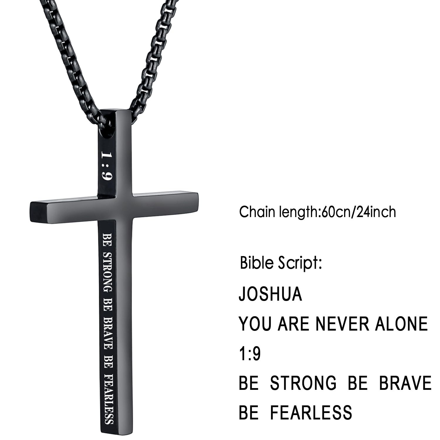 Cross Necklace for Men Christmas Gift Cross Pendant Strength Bible Verse Stainle