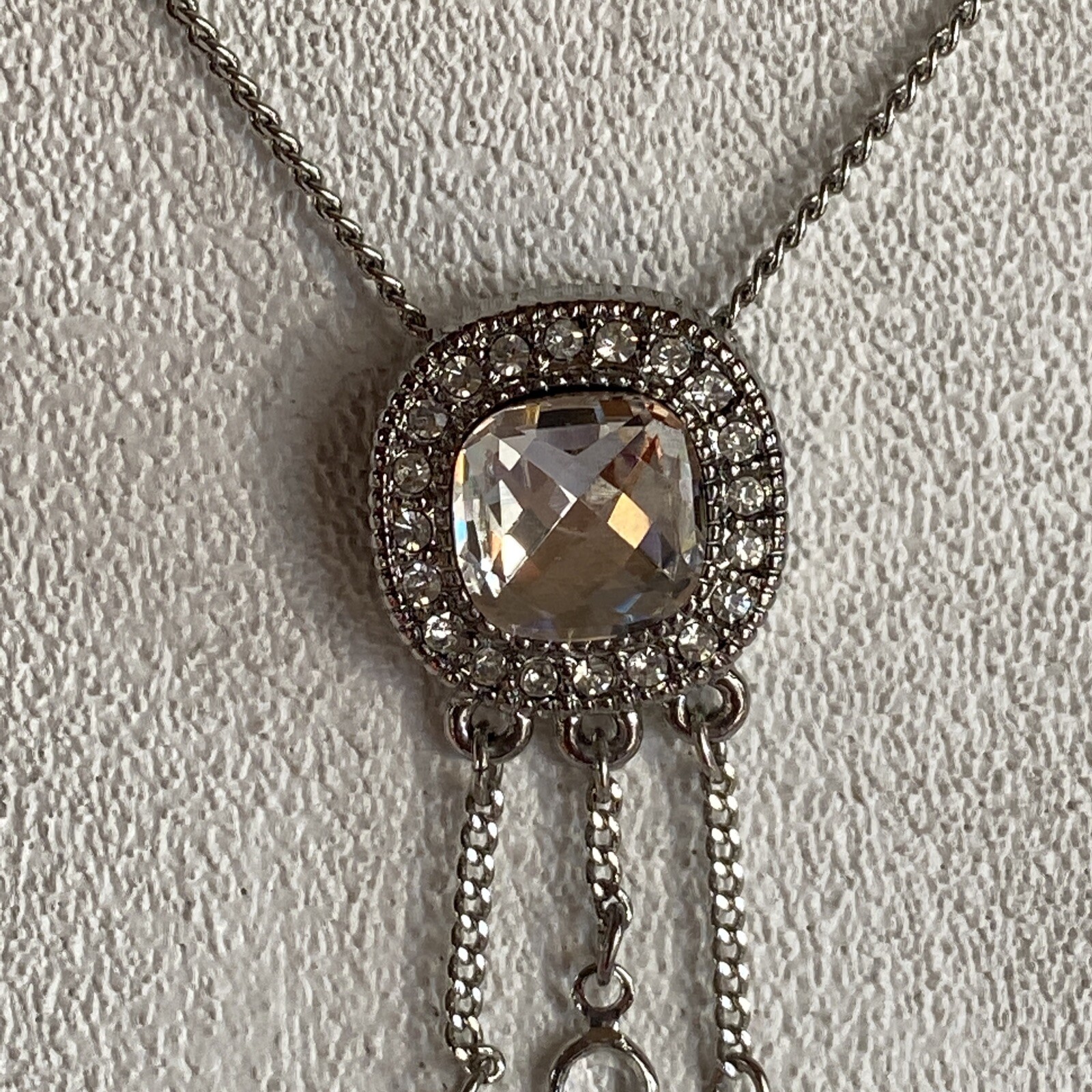 Lia Sophia Bella Donna Necklace 15-18” Earrings Silver Tone Rare Set Cz Wow!
