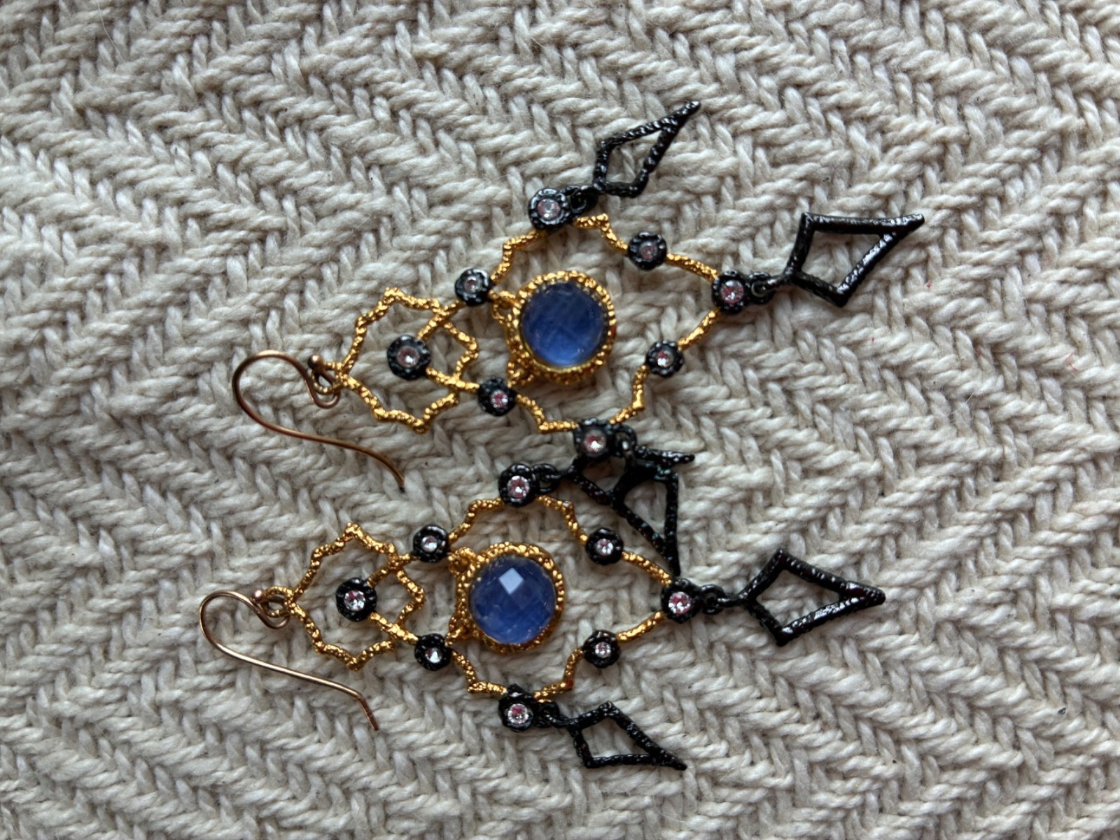 2 pair of Alexis Bittar dangle earrings, Miss Havisham. Amethyst and lucite.