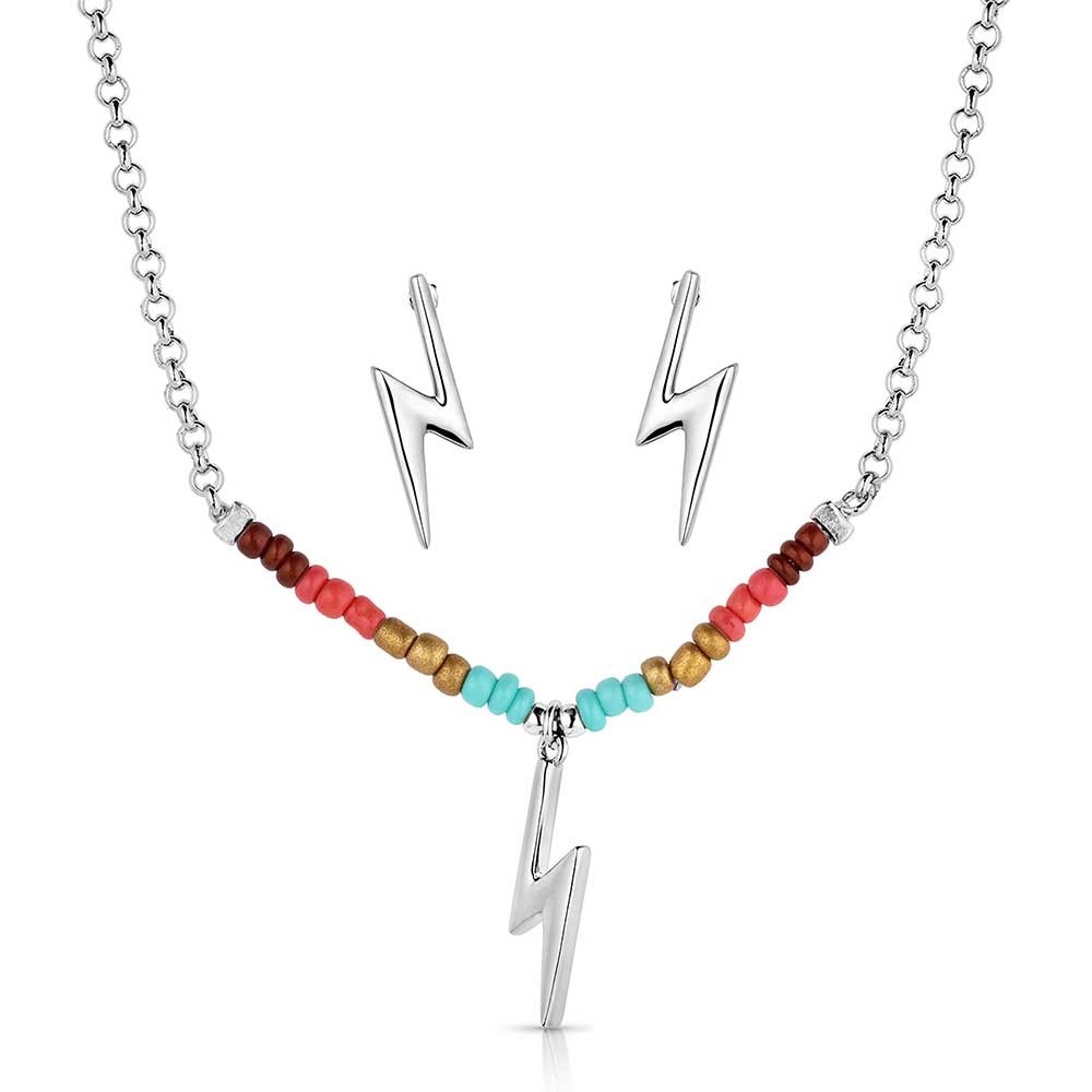 Montana Silversmiths Jewelry Set Women Colorstruck Bolt 19″ Necklace Earrings