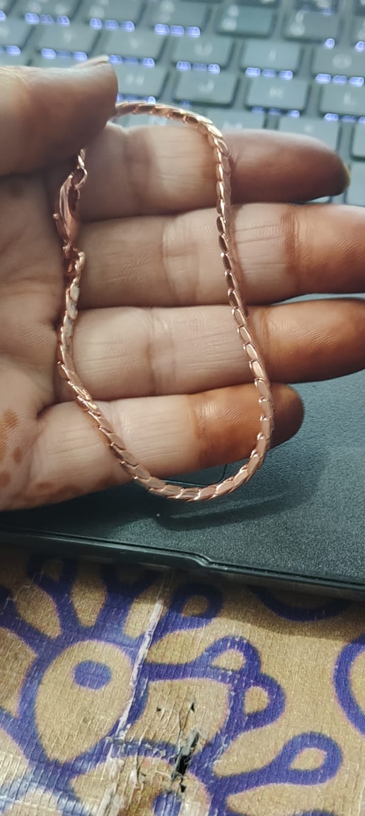 Rose Gold Copper Rope Chain Bracelet: Unisex Braided Boho Jewelry