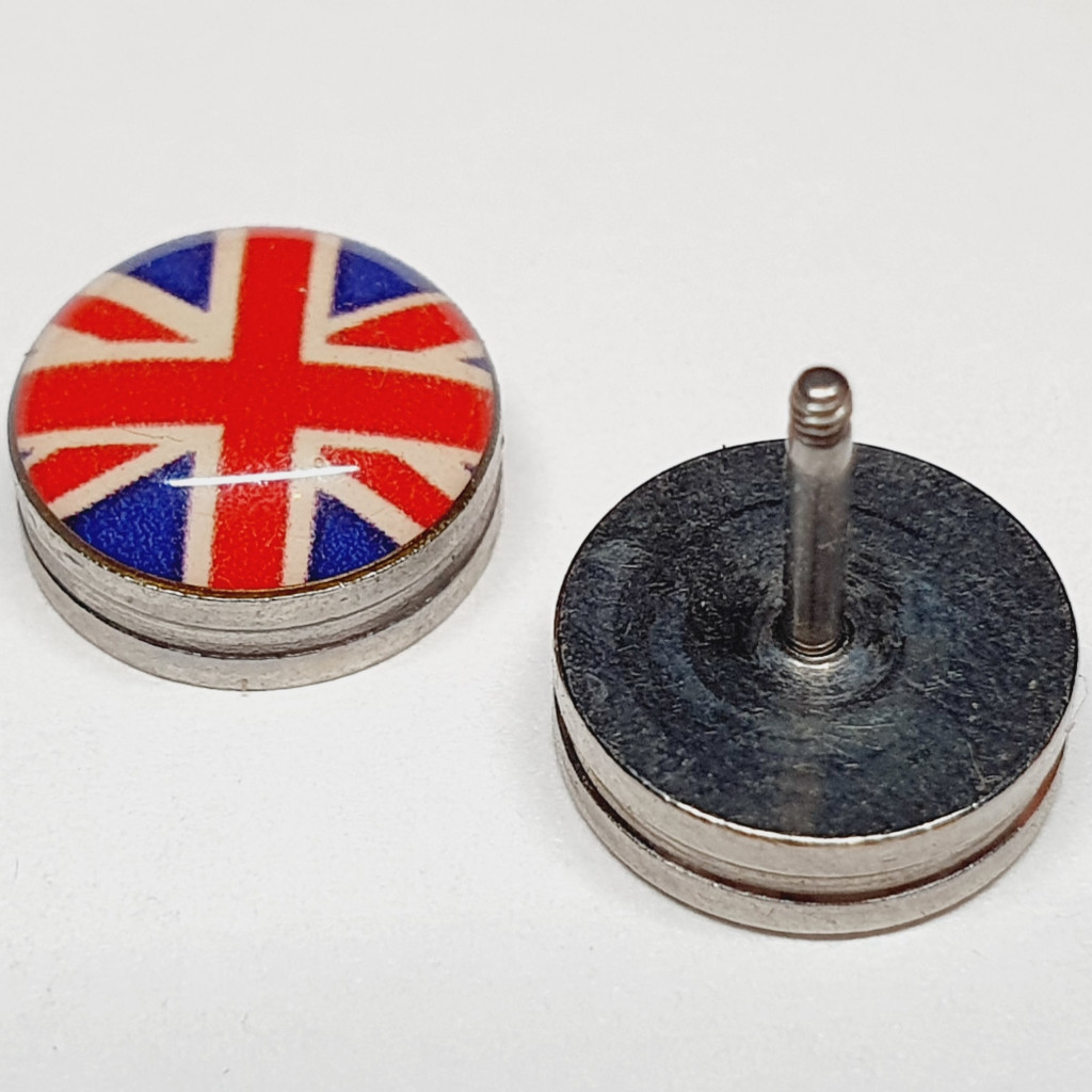 UNION JACK ENGLAND GREAT BRITAIN EARSTUDS SURGICAL STEEL EARRINGS PIERCING NEW