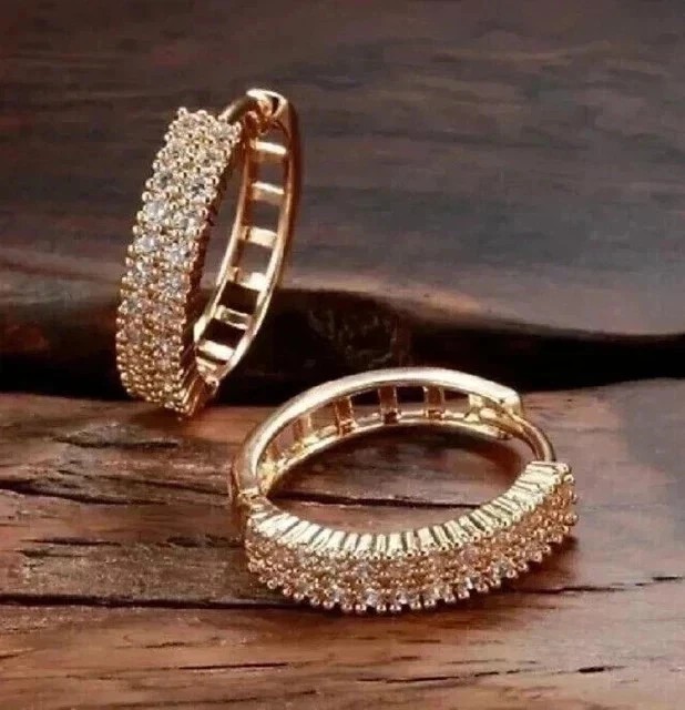 2Ct Round Cut Simulated Diamond Women’s Hoop Earrings In 14k Rose Gold Plated