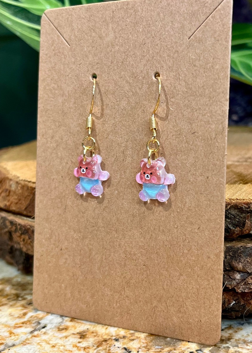 18K Gold Plated Teddy Bear Animal Cartoon Y2K Style Fun Cute Handmade Earrings