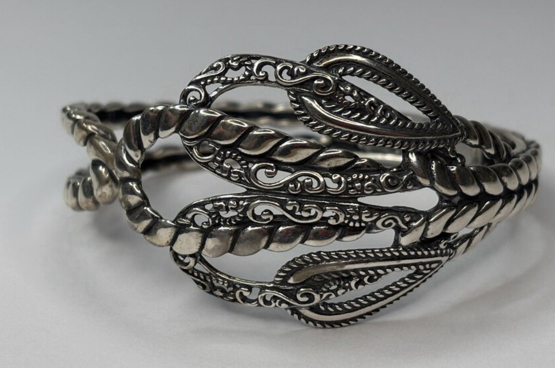 Carolyn Pollack Sterling Silver 925 Rope Cuff Bracelet