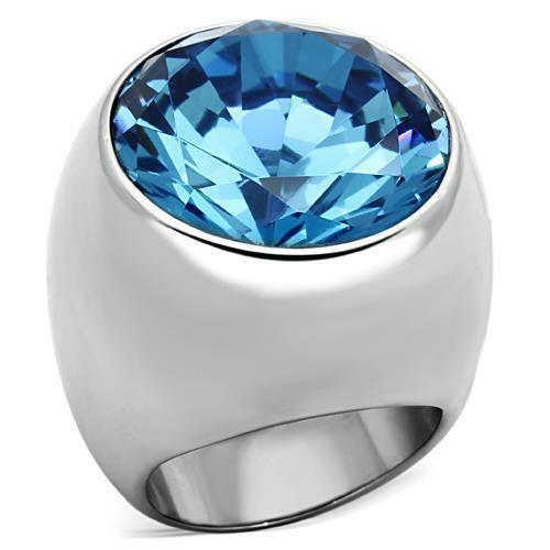 TK1367 – High polished (no plating) Stainless Steel Ring with Synthetic