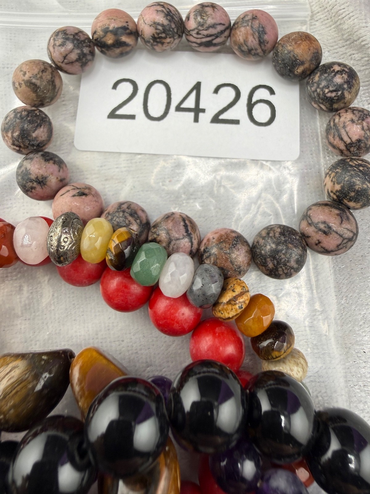 Polished Stone Bracelet Lot 7” 6” 7” 6.5” 8.5”