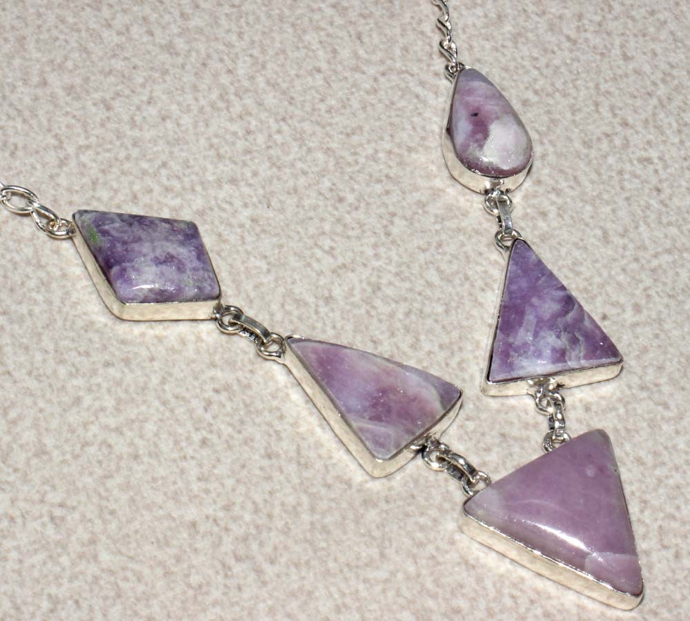 925 Silver Plated Lepidolite Necklace 17″ Ethnic Gift MJ