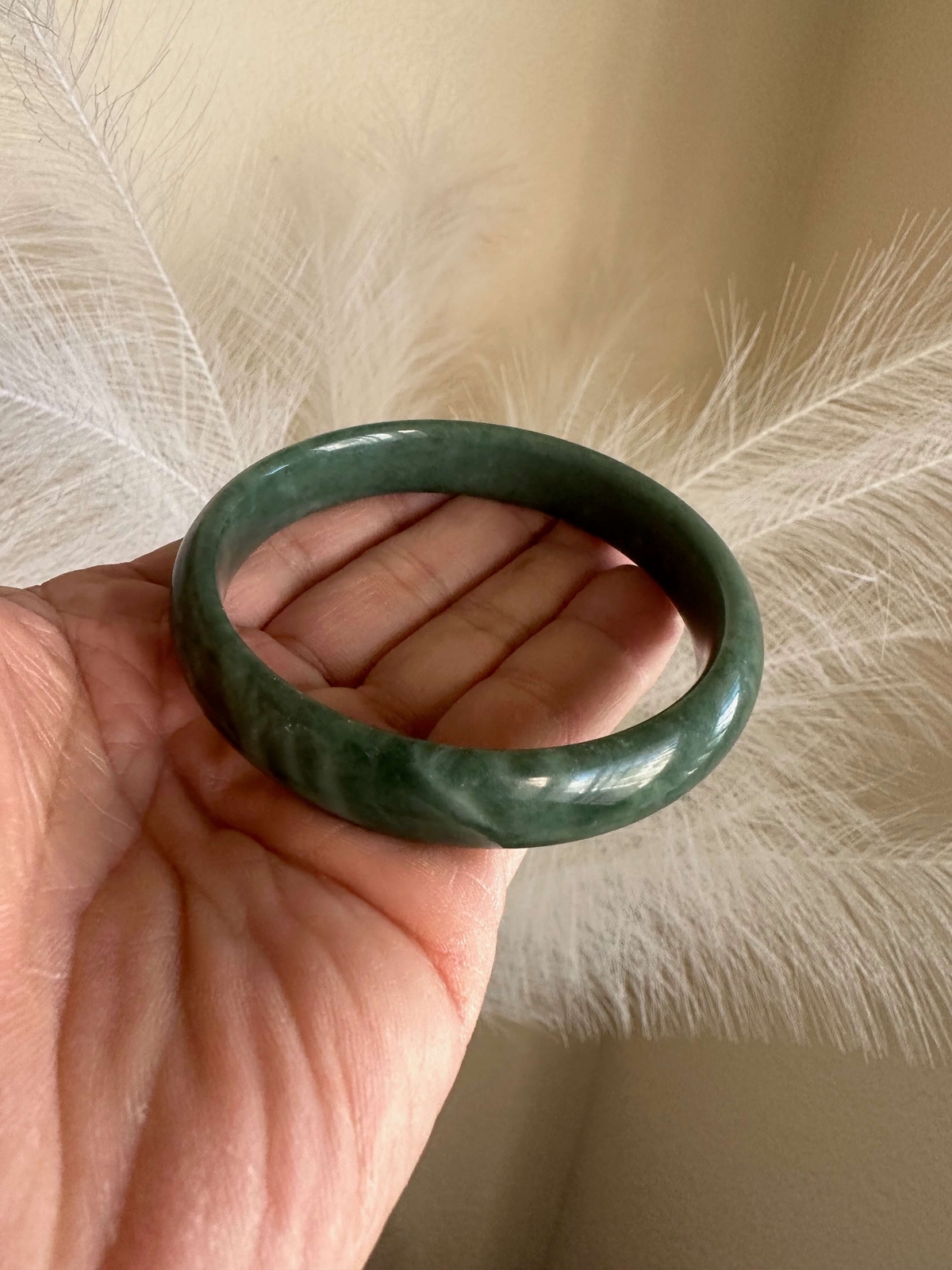 Gorgeous Dark Green Jade Bracelet Jadeite Bangle Taiwan Wealth Good Fortune Joy2