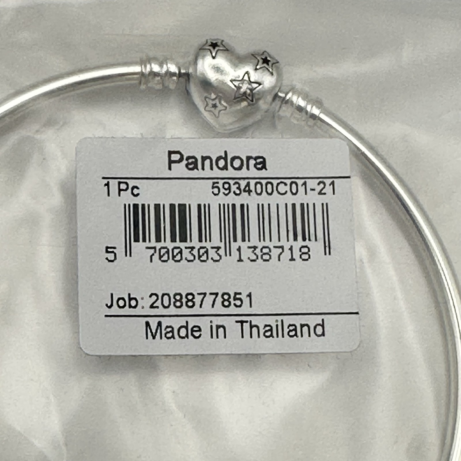 Pandora Womens Celestial Heart Clasp 925 Sterling Silver Bangle Bracelet 8.3″