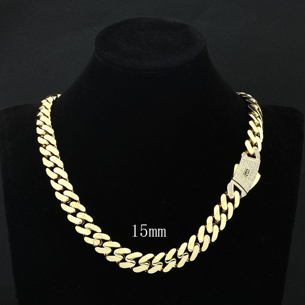 6/8/10/12/15/20mm Cuban Chain Necklace Hip Hop 14k Gold Plating Bracelet Jewelry