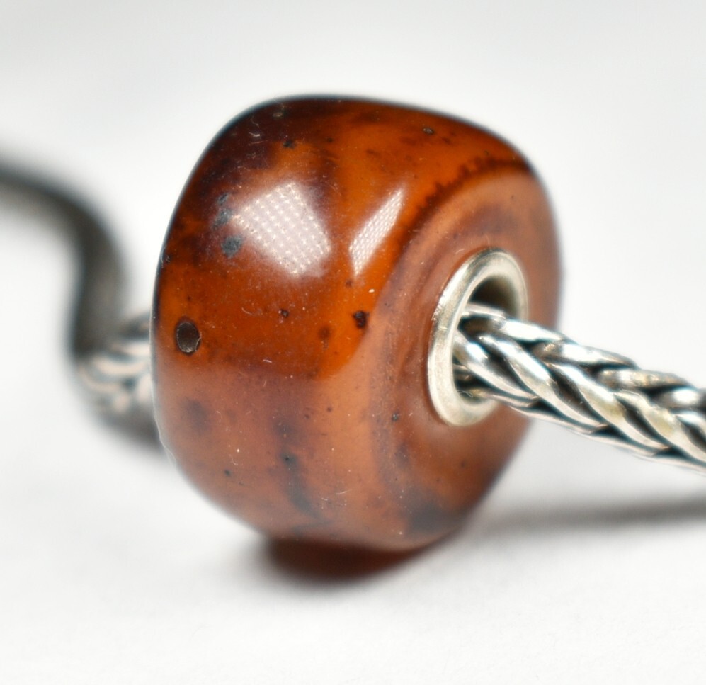 Copal focal nugget charm bead 19.3mm, full silver core, European charm